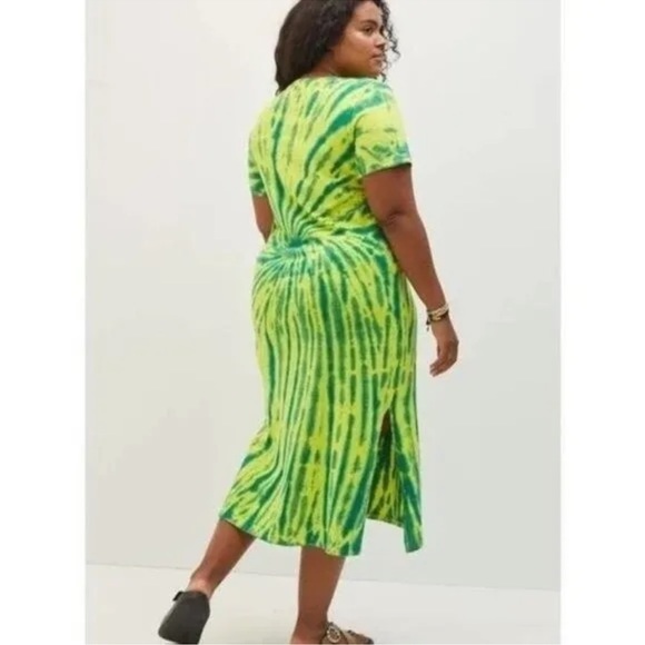 NWT Anthropologie Daily Practice Tie-Dye Midi Dress Lagoon Green - Picture 3 of 6
